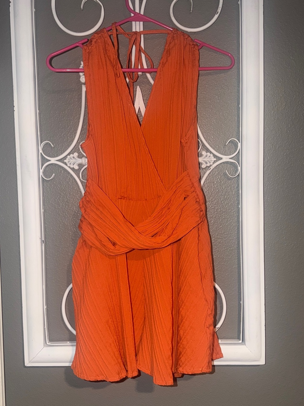 Orange V-Neck Women's Romper - Elegant Summer Style